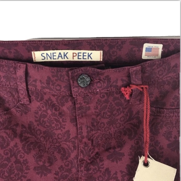 Sneak Peek Red Pattern Skinny Jeans size 11 junior - Picture 7 of 8